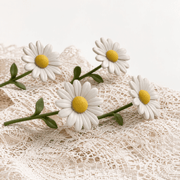 Daisy Floral Decor | Flower Head & Stem – Modular Assembly 3d model