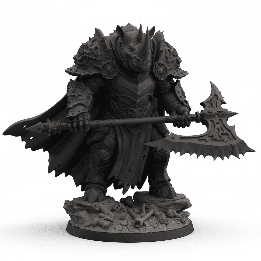 Giant Armored Rhino Beastman Detailed STL Download 3d model