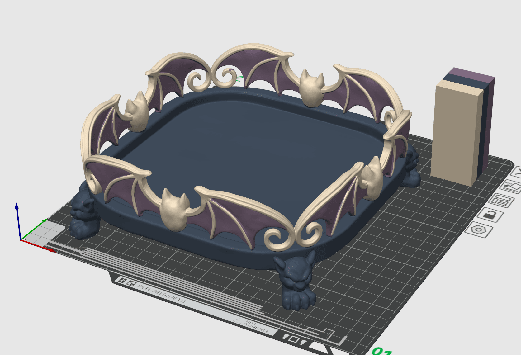 Gothic Bat Tray 3MF | Gothic Decor Multi-Color | Functional 3d model