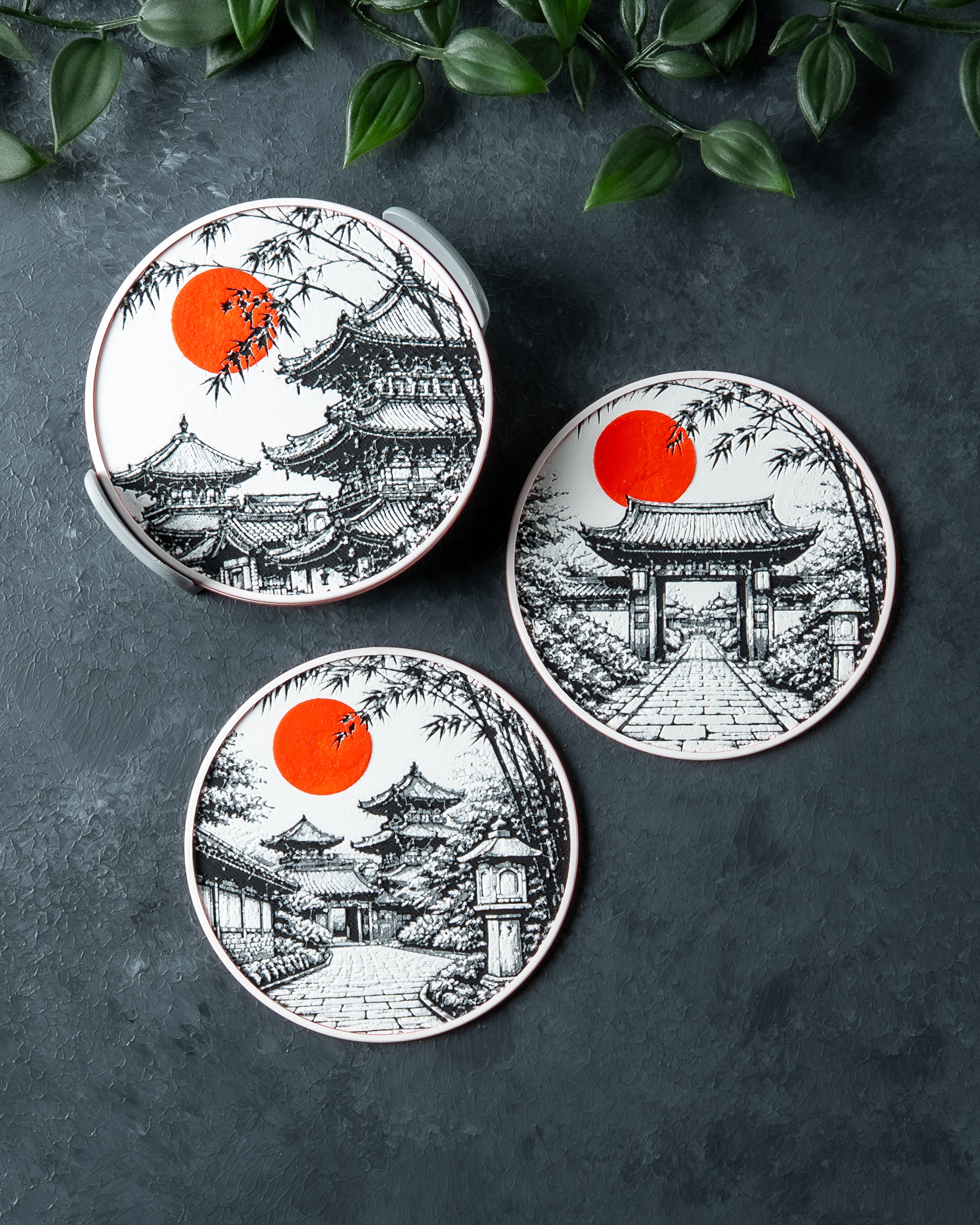Red Moon Temple Coasters 3d model