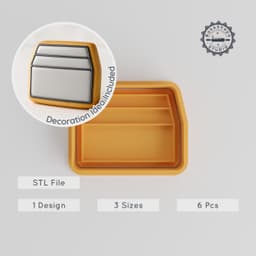 Box Shape Cutter & Stamp, Cookie & Fondant Tool Set, 6 Pieces, 3 Sizes: S/M/L PRODUCT_567 3d model