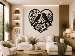 Love Birds Heart Floral 2D Wall Art 3d model