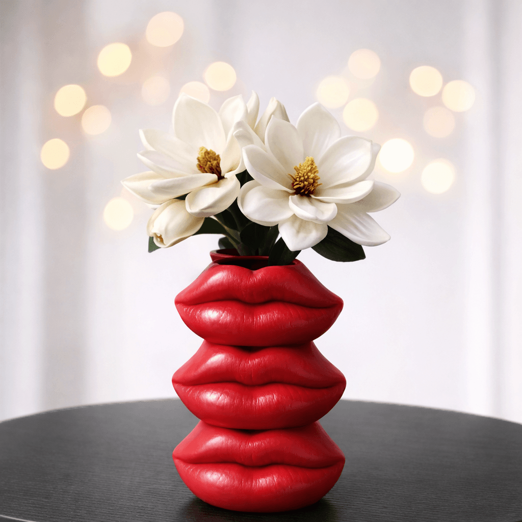 3D Lips Vase | Modern Face Embossed Lip Planter | Pop Art Flower Vase - Home Decor 3d model