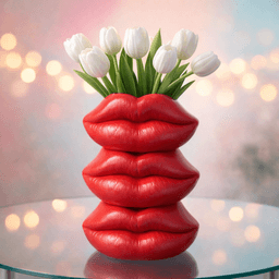 3D Lips Vase | Modern Face Embossed Lip Planter | Pop Art Flower Vase - Home Decor 3d model