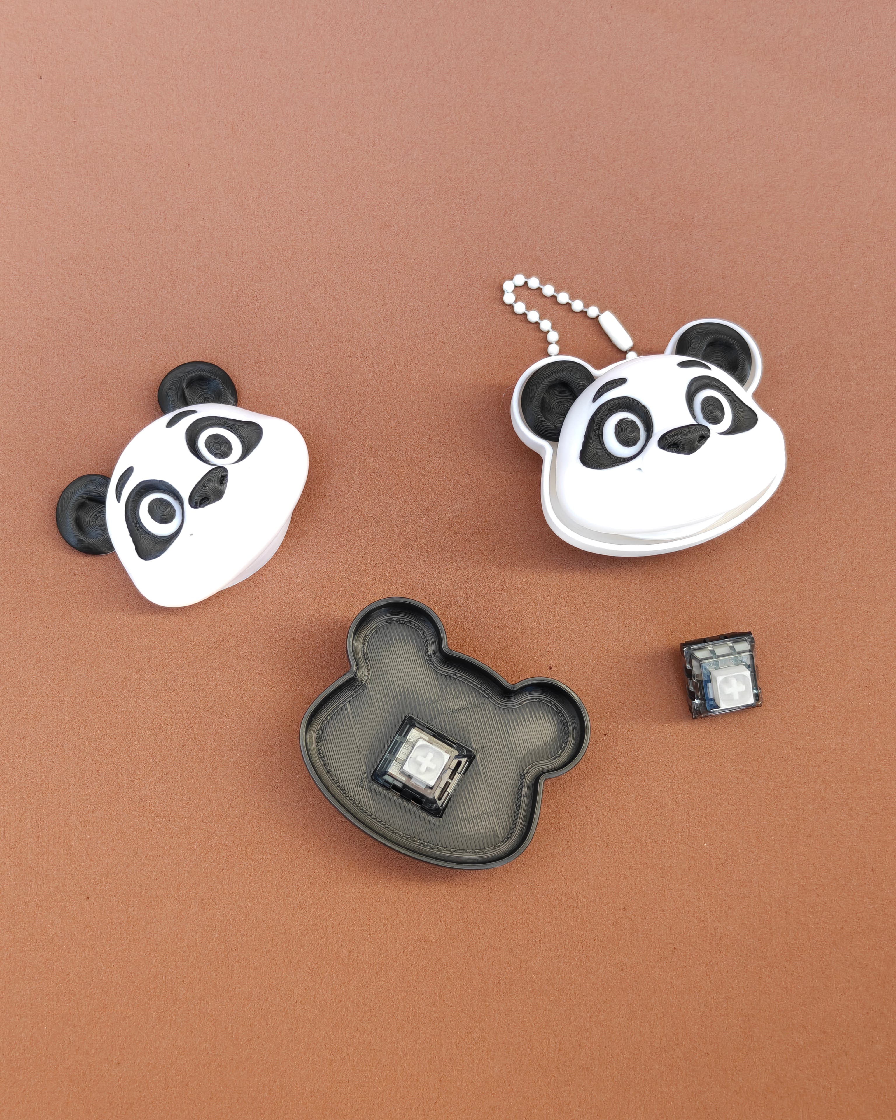 Panda Fidget Clicker Keychain, Cute Desk Toy 3d model