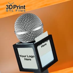 Cube Microphone customizable Flag 3d model