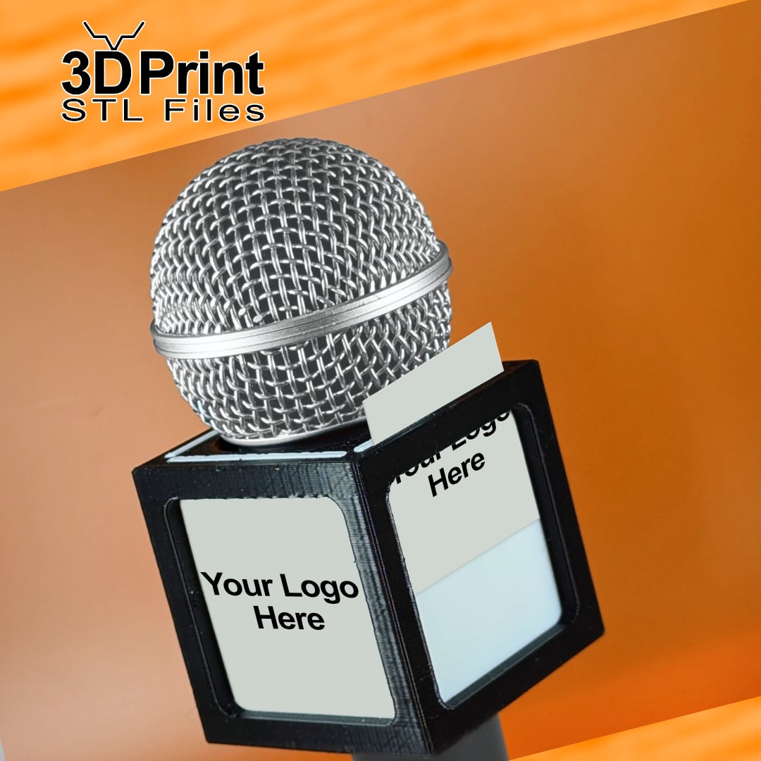 Cube Microphone customizable Flag 3d model