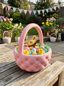 Quilted Pastel Easter Basket - Decorative Holiday Centerpiece 3d model