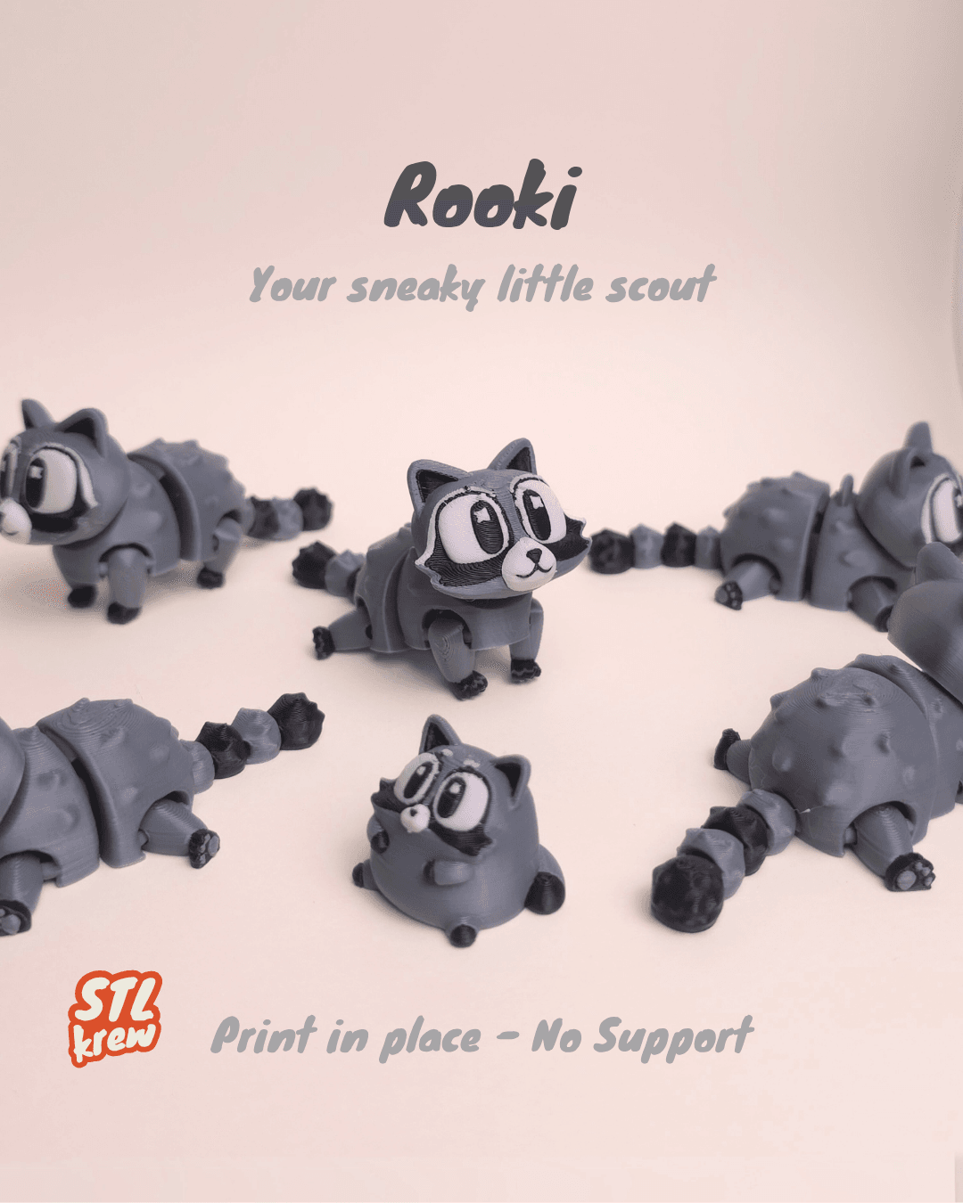 Cute articulated Raccoon - Rookie, no support 3d model