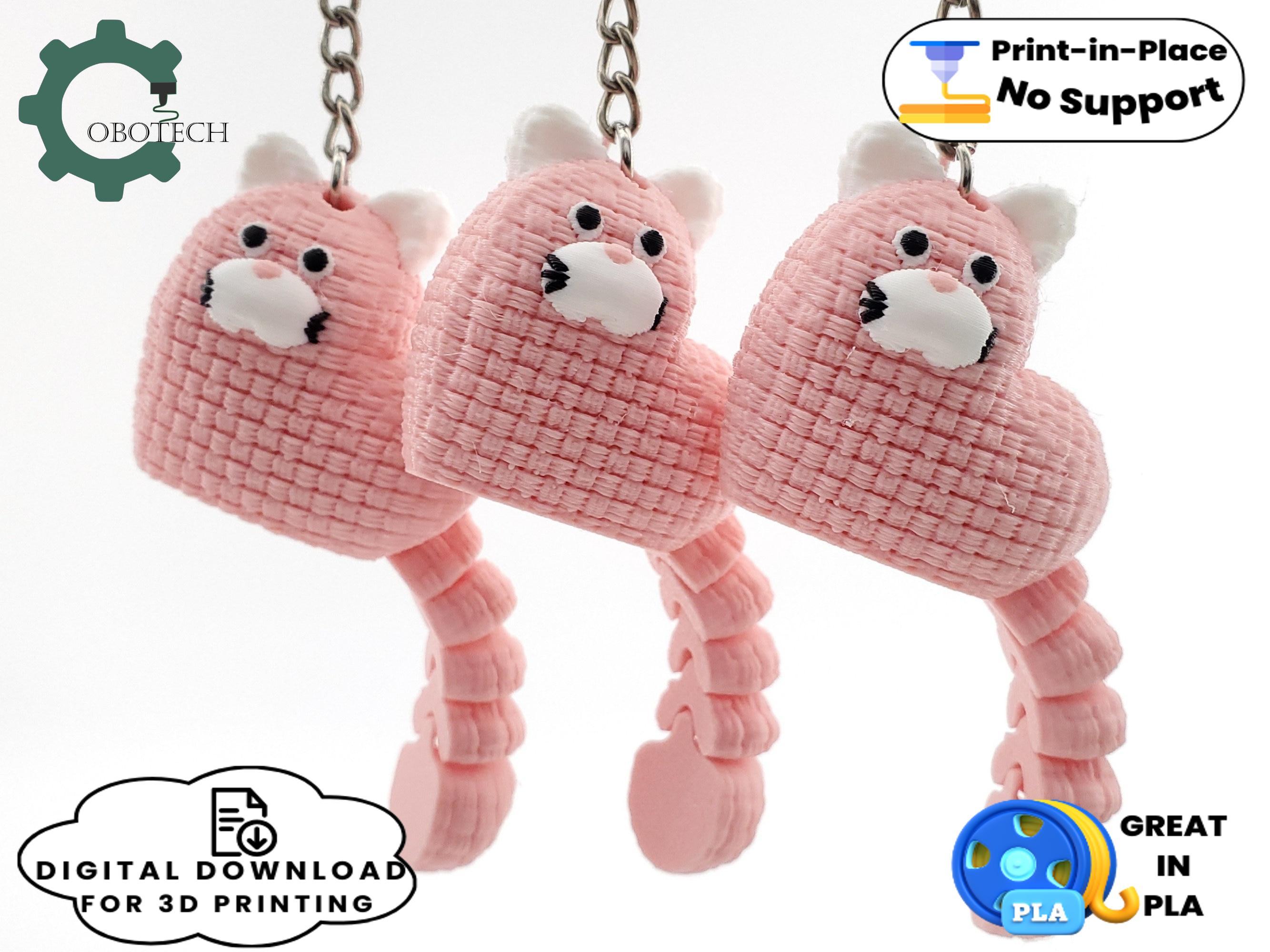 Cobotech Articulated Valentine Crochet Cat Keychain 3d model