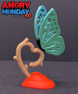 The Love Flutter: Heart-Branch Butterfly 3d model