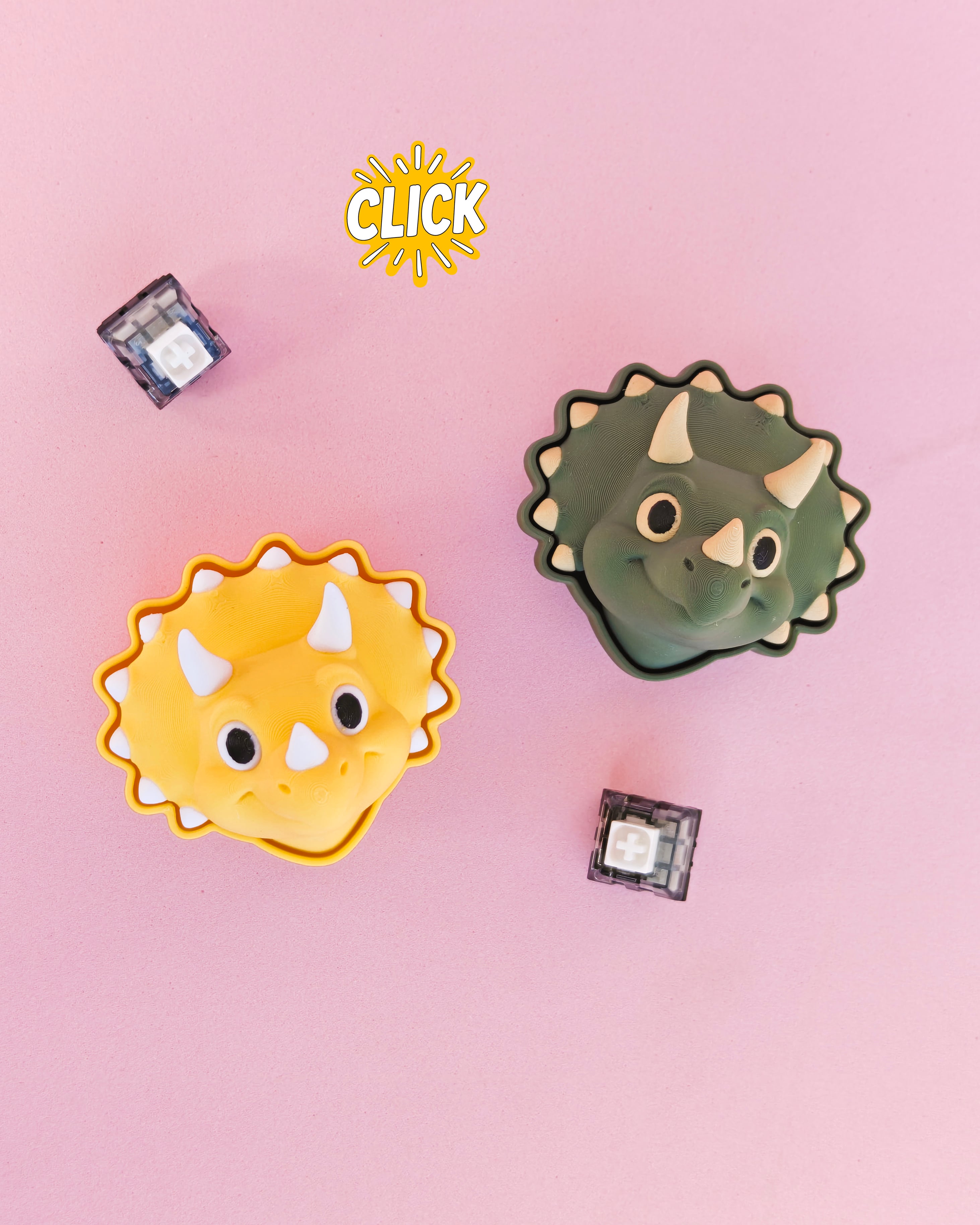 Triceratops Fidget Clicker Keychain, Dinosaur fidget toy 3d model
