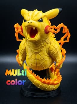 PikaZilla Mashup Multi-Color 3MF | Pokemon Kaiju Fusion | Bambu Ready 3d model