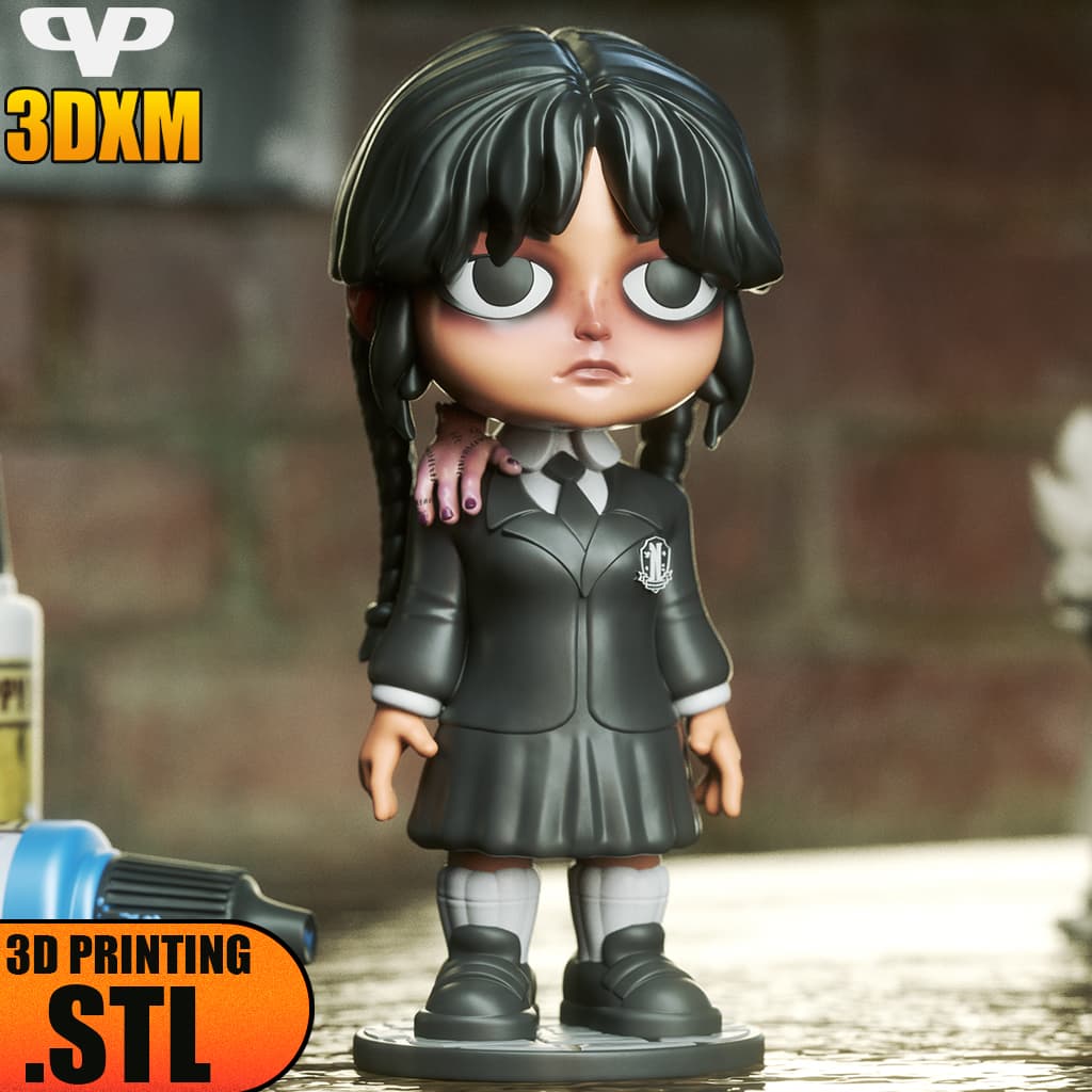 Wednesday Addams Chibi STL for 3D Printing ChibiSTL 3DXM 3d model