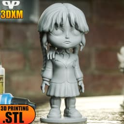 Wednesday Addams Chibi STL for 3D Printing ChibiSTL 3DXM 3d model