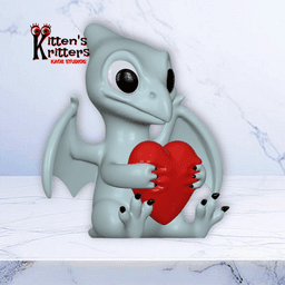 Valentines Day pteranadon love keychain and figurine set of 4 3d model