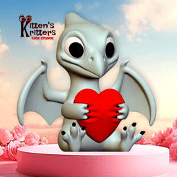 Valentines Day pteranadon love keychain and figurine set of 4 3d model