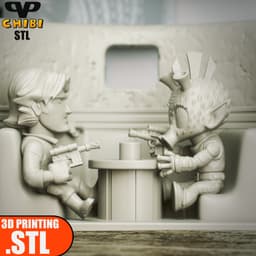 Han Solo vs Greedo Chibi STL for 3D Printing ChibiSTL 3DXM 3d model