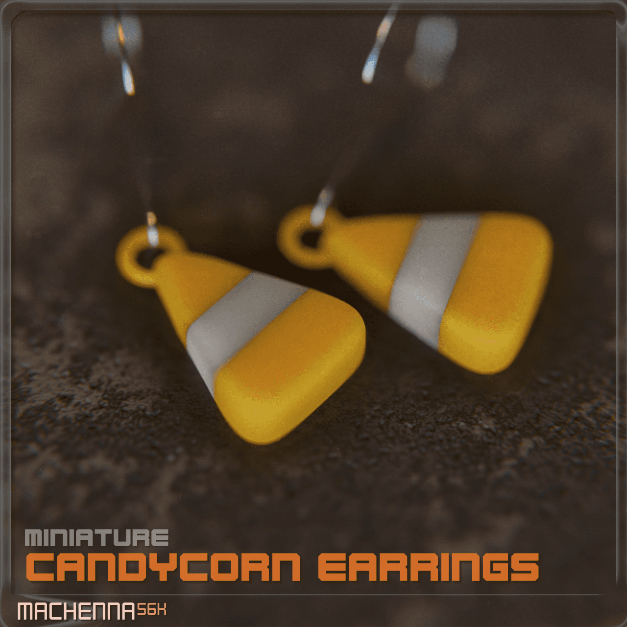 Miniature Candy Corn Earrings 3d model