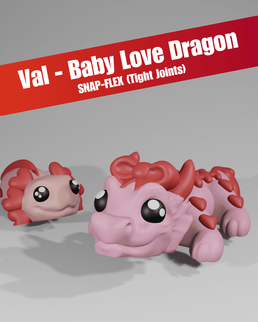 Val, Baby Love Dragon - Articulated Dragon Snap-Flex Fidget (Tight Joints) 3d model