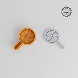 Lollipop Shape Cutter & Stamp Set, Cookie & Fondant Mold, 3 Sizes, Sweet Candy Swirl Design, Swirly Confection Treat, 6 Piece Collection PRODUCT_4907 3d model