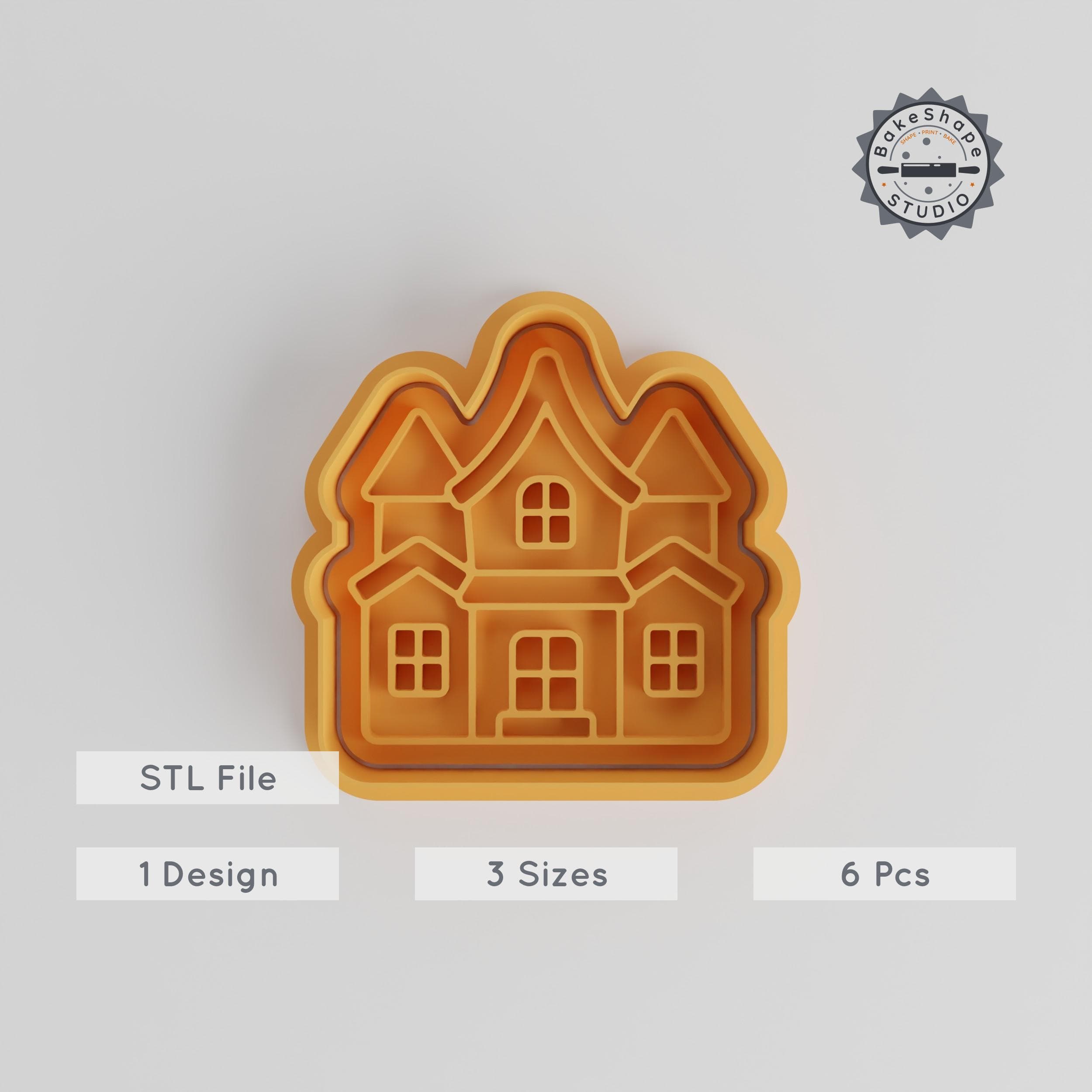 Haunted House Shape Cutter & Stamp Set, Perfect for Cookies & Fondant, 3 Size Options, Spooky Baking Bundle PRODUCT_3431 3d model