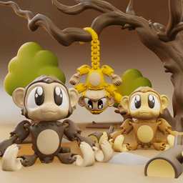 Wuki the Monkey – Flexi Fidget Monkey – 3DPAW 3d model