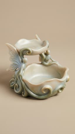 Whimsical Fairy Garden Jewelry Dish - Two-Tier Biomorphic Catchall & Trinket Tray - Organic Fantasy 3d model