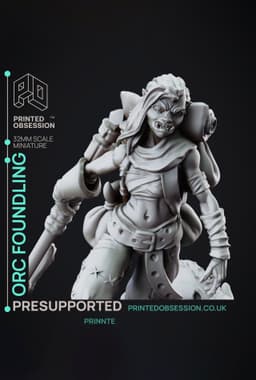 Orc - Foundling - PRESUPPORTED - Illustrated and Stats - 32mm scale 3d model