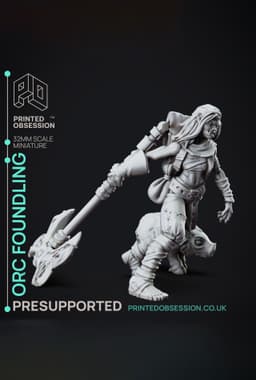 Orc - Foundling - PRESUPPORTED - Illustrated and Stats - 32mm scale 3d model
