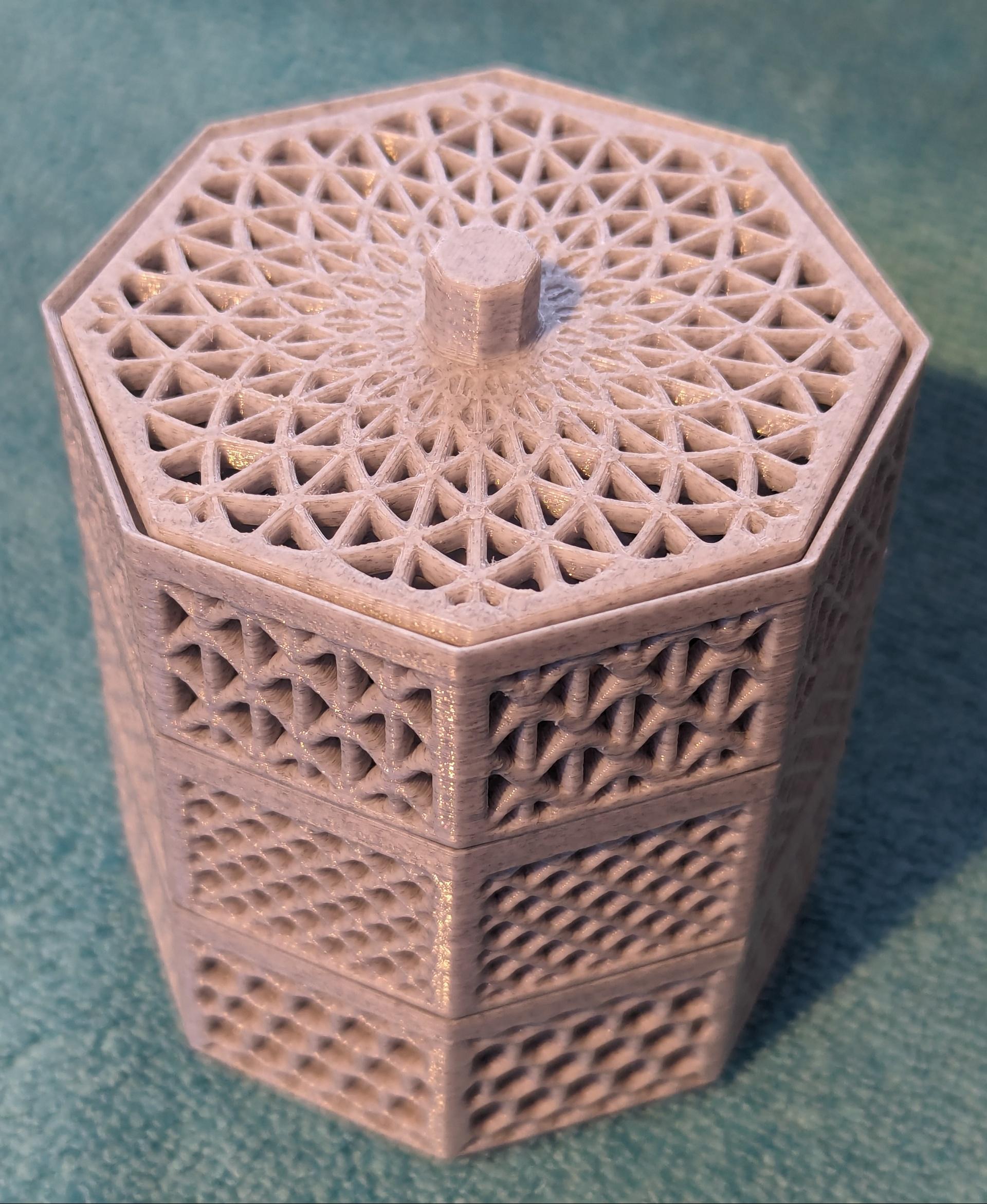 Stackable Herb Dryer - Triangle Pattern - Printed with marble PLA - 3d model