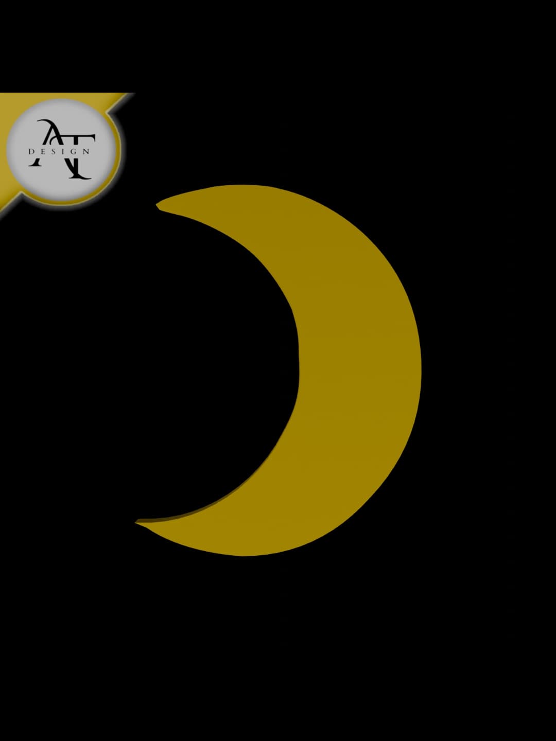 Simple Moon Symbol - 2D Art 3d model