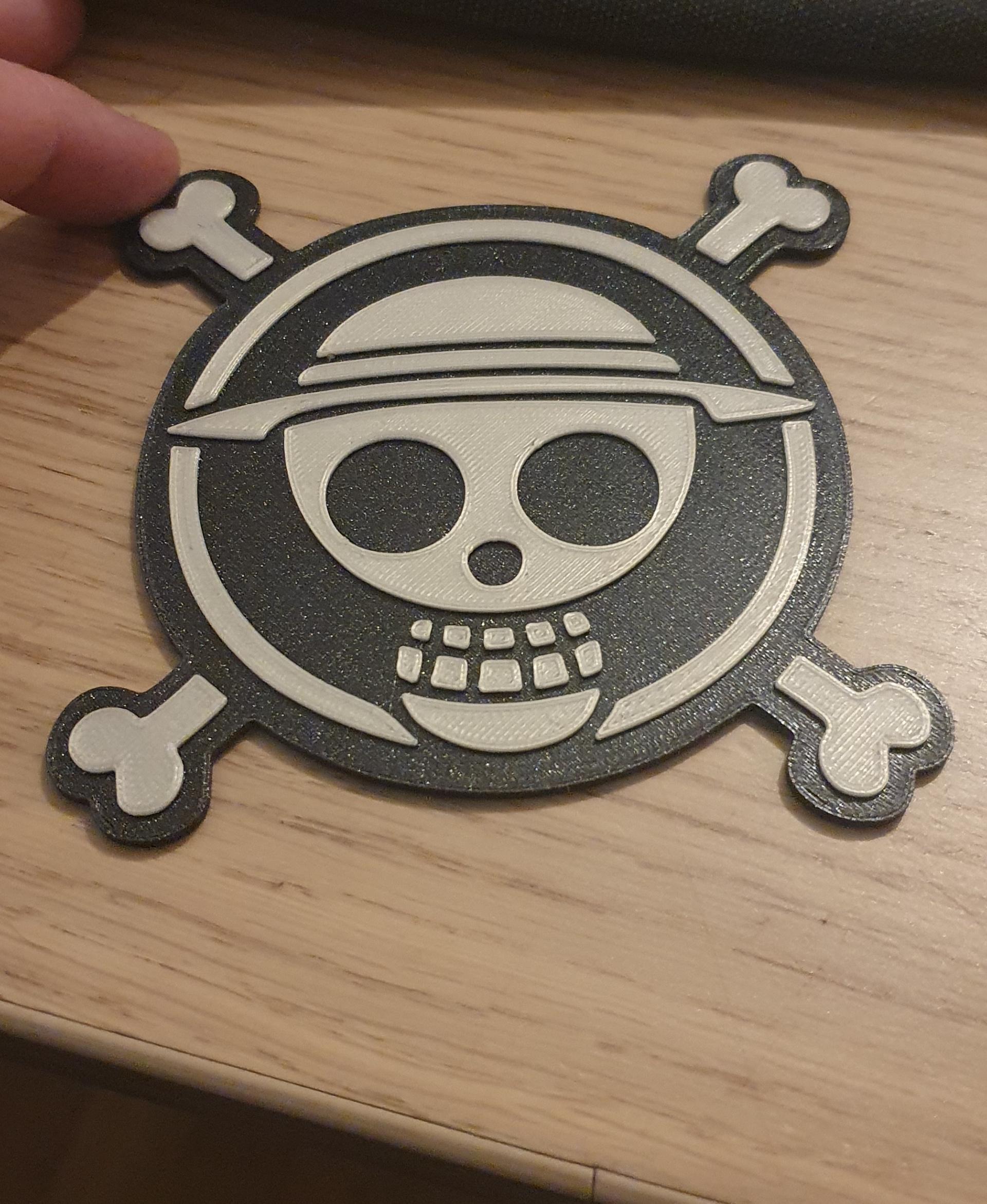 one piece coaster - Printed in PLA Prusament Galaxy Black and Vanilla White, 0.2mm quality on Mk3S+ - 3d model