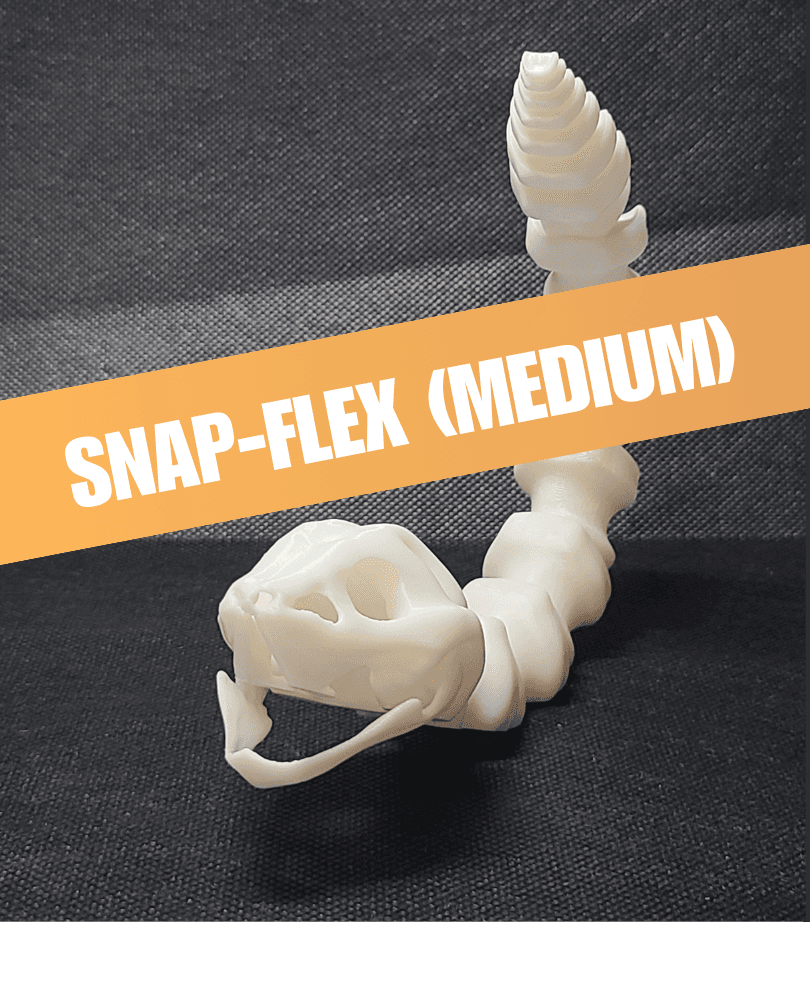  Sleek-Eyed Bone Snake (Medium Tightness) - Articulated Snap-Flex Fidget 3d model