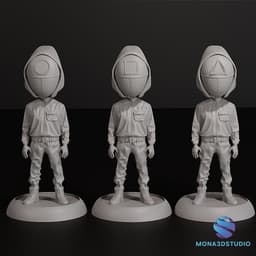 Squid Game Guard – 3D STL Model Set with Base (Circle, Square, Triangle) 3d model