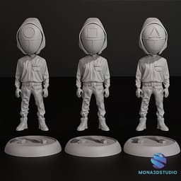 Squid Game Guard – 3D STL Model Set with Base (Circle, Square, Triangle) 3d model