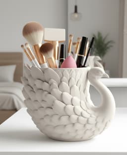 Elegant Peacock Makeup Brush Holder 3d model