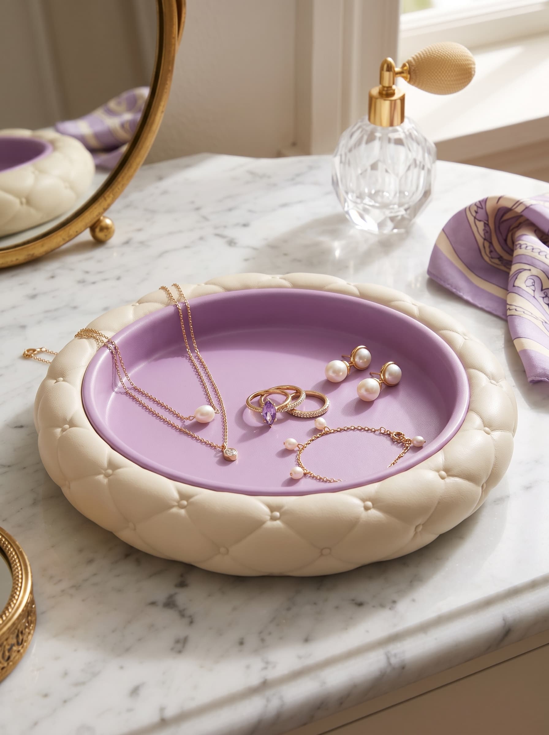 Elegant Quilted Jewelry Tray Vanity Organizer 3d model