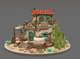 Desert Trading Post Fantasy Western Village STL File for 3D Print 3d model