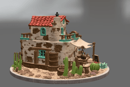 Desert Trading Post Fantasy Western Village STL File for 3D Print 3d model