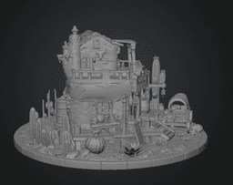 Desert Trading Post Fantasy Western Village STL File for 3D Print 3d model