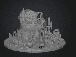 Desert Trading Post Fantasy Western Village STL File for 3D Print 3d model