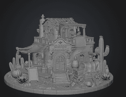 Desert Trading Post Fantasy Western Village STL File for 3D Print 3d model