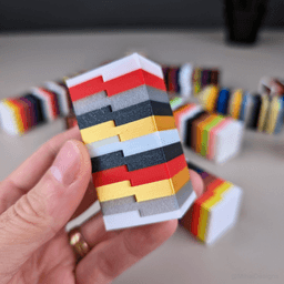 Purge Calibration Z-stacks for Bambu Lab and other single extruder multi-color 3D printers - 5-color purge calibration tower - 3d model