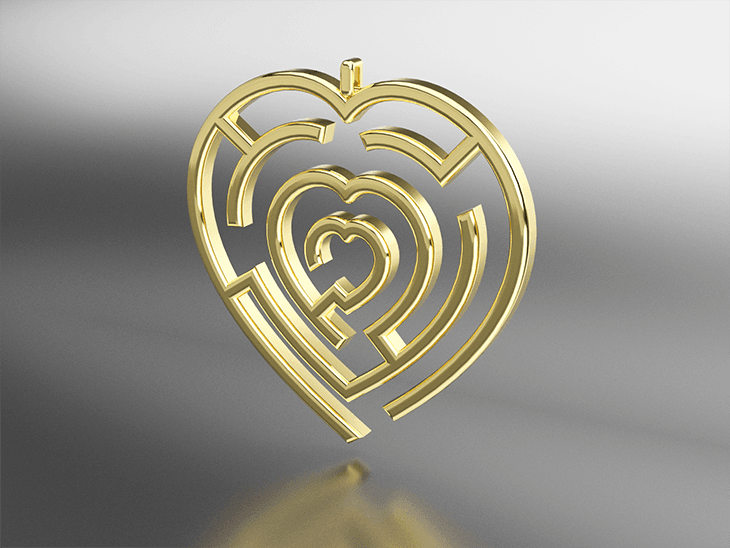 Maze-Heart Pendant 3d model