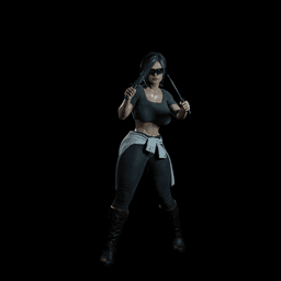 Knife Fighter Woman v2 3d model