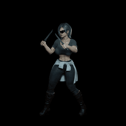 Knife Fighter Woman v2 3d model
