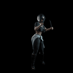 Knife Fighter Woman v2 3d model
