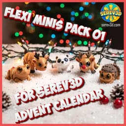 Flexi Minis Pack 01 - Reindeer, Polar Bear, Hedgehog & Frog XS Flexis - Keychain & Printable Eyes - 3d model