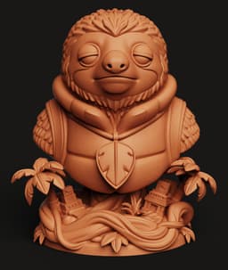 Gaming Sloth Statue | Chill Gamer Sloth Figure | Sloth with Headphones Desk Decor 3d model